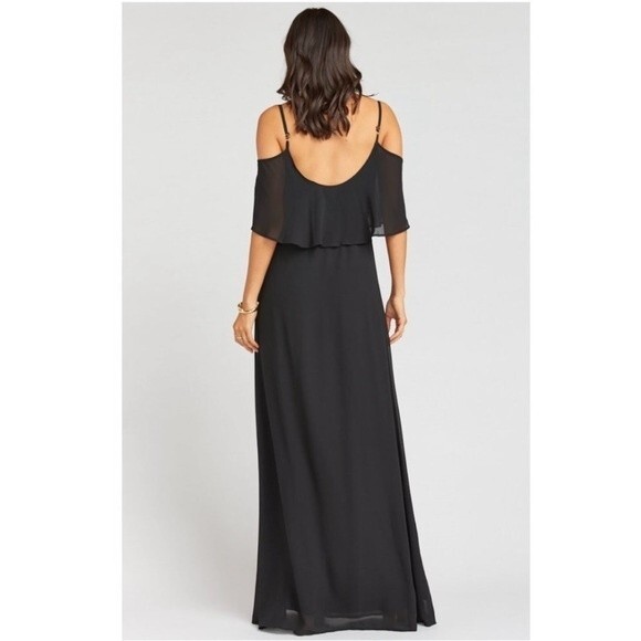 NWT Show Me Your Mumu Caitlin Ruffle Maxi Dress Black Chiffon Size XS - Picture 4 of 10